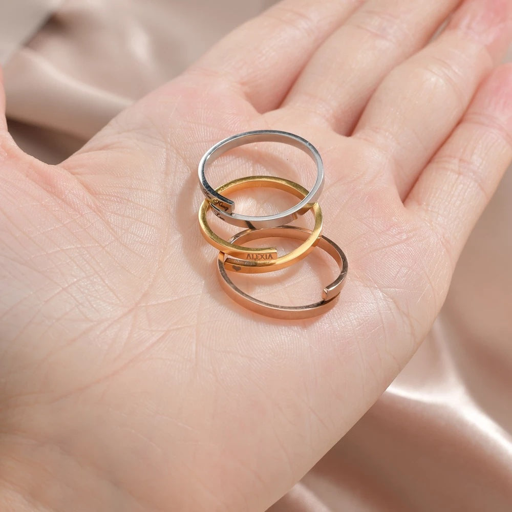Savannah Personalized Custom Name Misaligned Open Ring