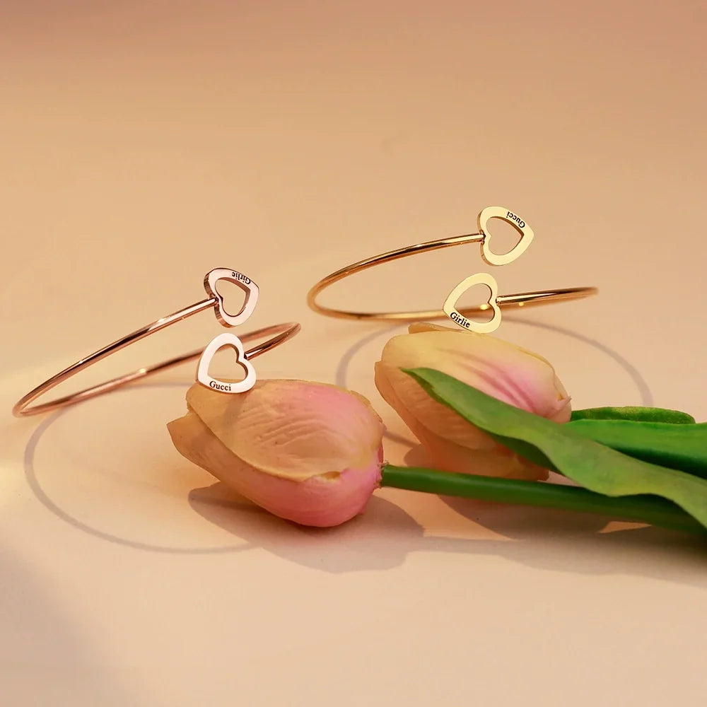 Calista Personalized Stainless Steel Heart Bracelet