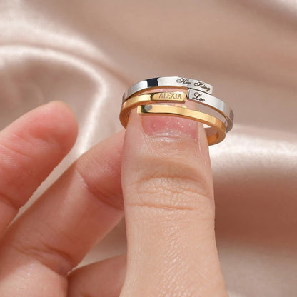 Savannah Personalized Custom Name Misaligned Open Ring