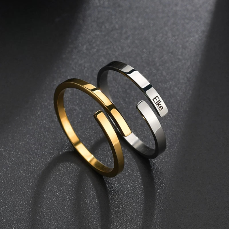 Savannah Personalized Custom Name Misaligned Open Ring